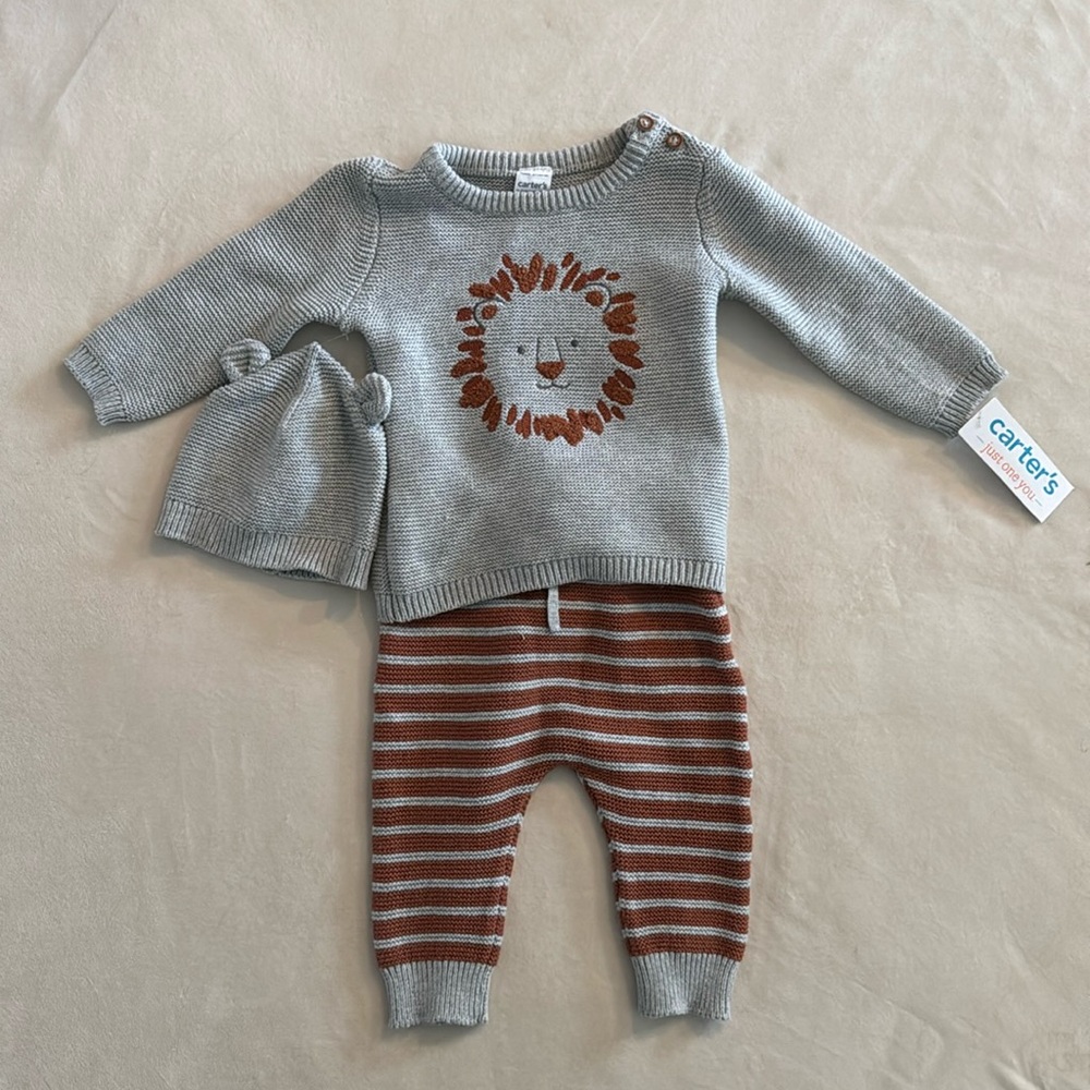 NWT Carter’s 3-Piece Sweater & Bottom Set